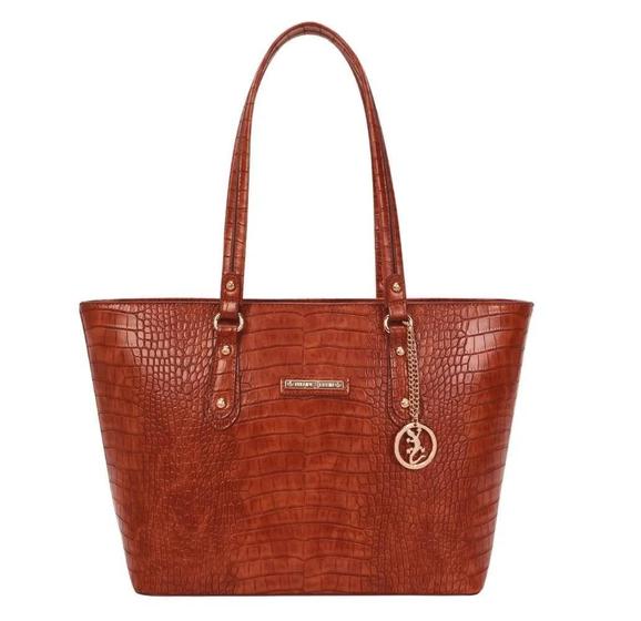 Imagem de Bolsa Tote Croco Aw22 Feminina Caramelo Fellipe Krein