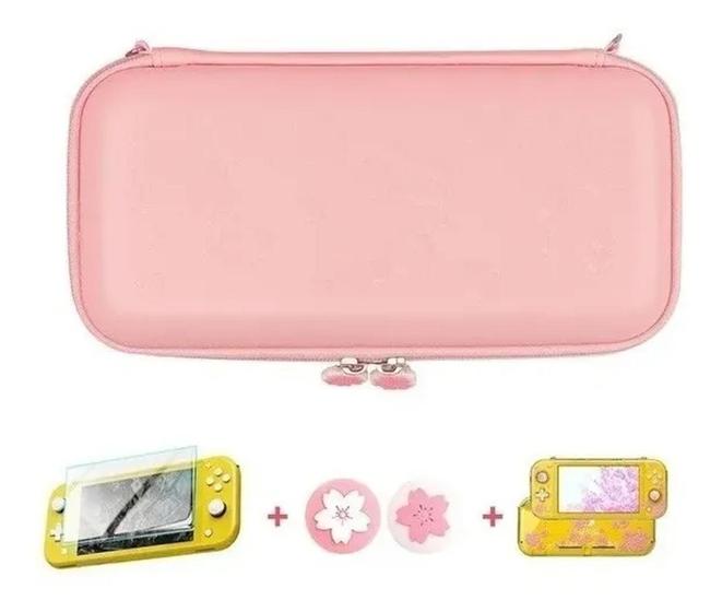 Imagem de Bolsa Transporte + Capa Tpu + Pelicula de Vidro + Grips Compativel com Nintendo Switch Lite