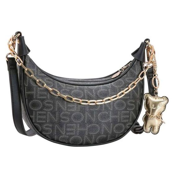 Imagem de Bolsa Transversal Feminina Casual Pequena - Chenson 83834 - (Preto /Natural / Marrom)