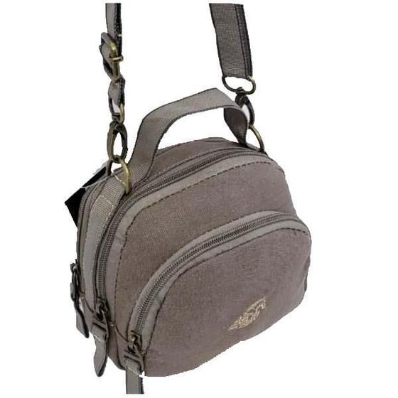 Imagem de Bolsa Transversal Lona Grossa Masculina Marrom Kvn8009