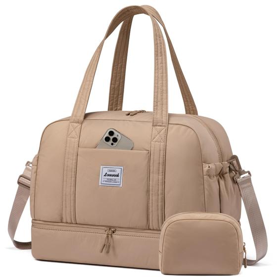 Imagem de Bolsa Weekender LOVEVOOK para mulheres com compartimento para sapatos e bolso molhado