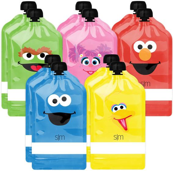 Imagem de Bolsas de comida para bebês reutilizáveis Simple Modern Sesame Street 150 ml