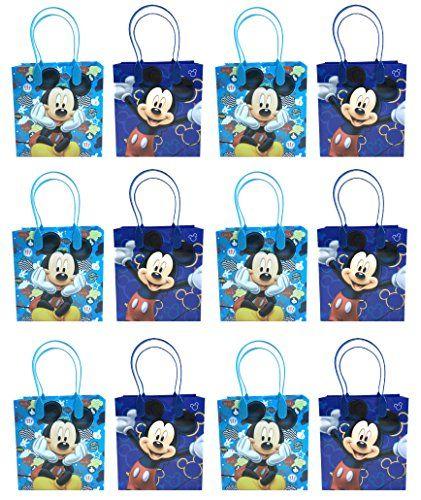 Imagem de Bolsas de presente pequenas reutilizáveis para lembrancinhas de festa do Mickey Mouse da Disney 12 (12 bolsas)