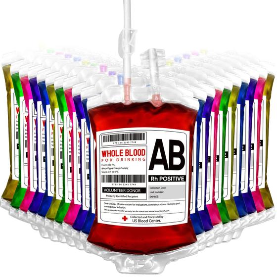 Imagem de Bolsas de Sangue GP Life Halloween Reutilizáveis (350ml) - Conjunto com 20