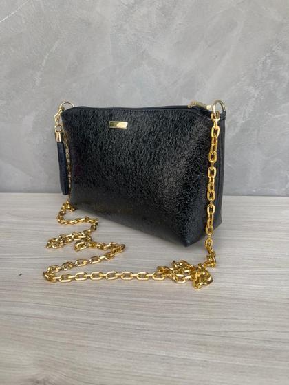 Imagem de Bolsas Femininas festa Metalizada com Alça Transversal Corrente Lateral Ombro material sintético