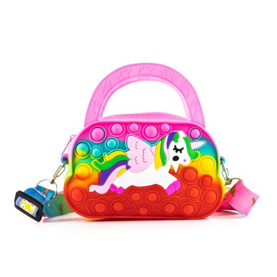 Imagem de Bolsinha Pop It Infantil Unicórnio Pop It Bolsa Impermeavel