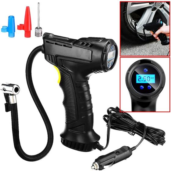 Imagem de Bomba Compressor De Ar De Carro Moto Bicicleta 120w Digital Portátil LKD212