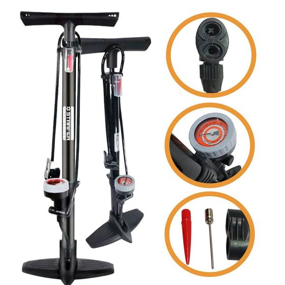 Imagem de Bomba de Ar Manual Encher Pneu Bicicleta Bike Carro Moto 160psi Profissional - Starfer