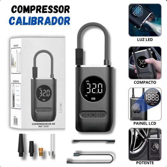 Imagem de Bomba de Ar para Pneus de Carro  Compressor Digital Sem Fio 150 PSI com LED