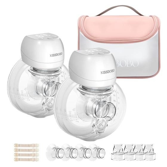 Imagem de Bomba de Mama KISSBOBO ABP-1508 Portátil - Sem Mãos - com Bolsa (Pacote com 2)