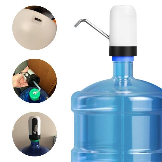 Imagem de Bomba Elétrica Bivolt Filtro Kit 2 Peças Bebedouro Garrafão Água Suco Recarregável Cabo USB Galão de 4,5 Até 20 Litros