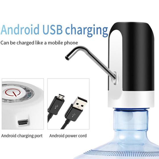 Imagem de Bomba Elétrica Garrafão 20 Litros Galão Agua USB Bateria Recarregável