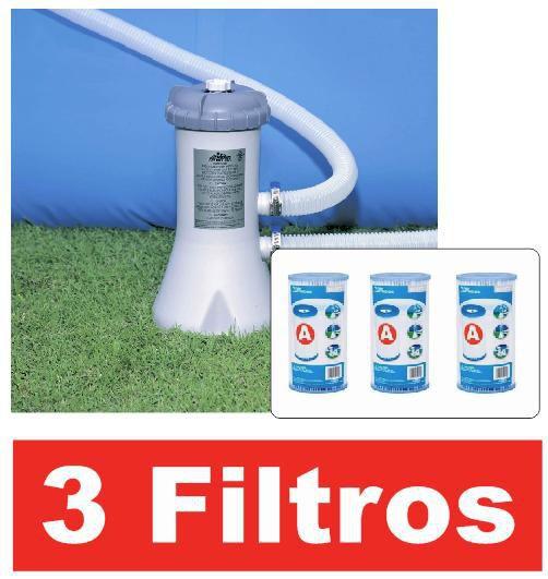 Imagem de Bomba Filtrante Intex 2006 LH 110v com 3 cartuchos refil filtro (2 + 1)