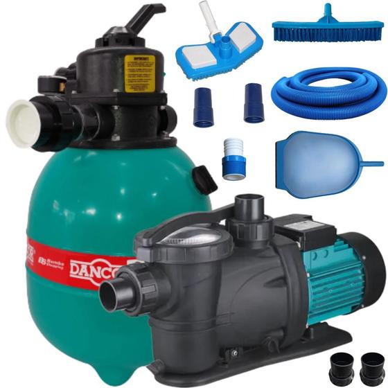 Bomba p/piscina 1/4CV Dancor C/Filtro DFR11 17.000L + KIT Menor preço em Bomba p/piscina 1/4CV Dancor C/Filtro DFR11 17.000L + KIT