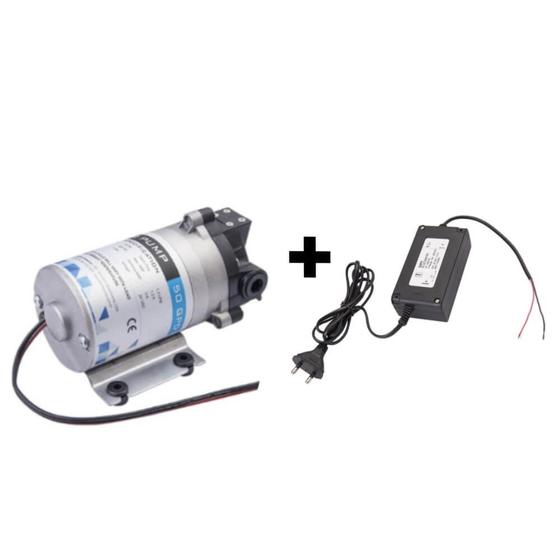 Imagem de Bomba Pressurizada  para Aparelhos de Osmose Reversa 50 GPD com Fonte - Adaptador 1.5A