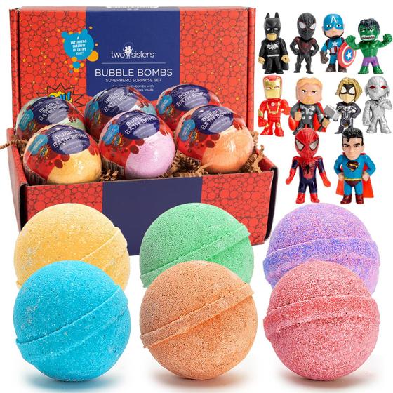 Imagem de Bombas de Banho Two Sisters Superhero com Brinquedos Surpresa - Pacote com 6