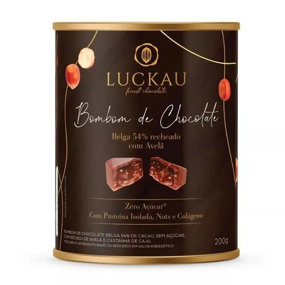 Imagem de Bombom de Chocolate Belga 54% Cacau Recheado Com Avelã Luckau 200g