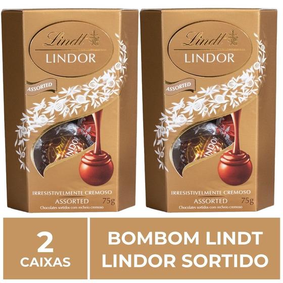 Imagem de Bombom de Chocolate Suíço Lindt Lindor Sortido, 2 Caixas 75G