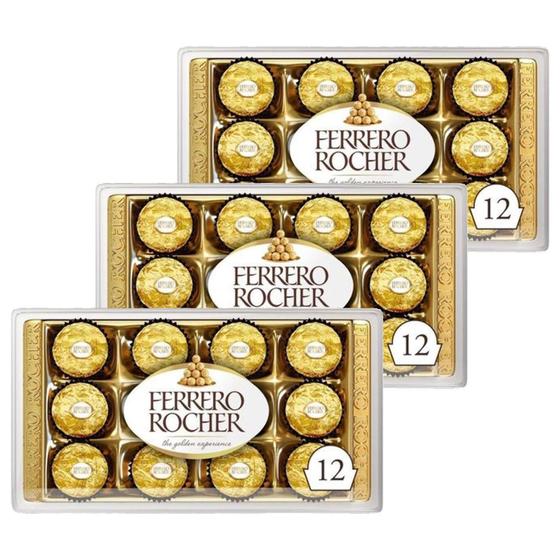 Imagem de Bombom Ferrero Rocher 150G 12 Bombons (3 Embalagens)