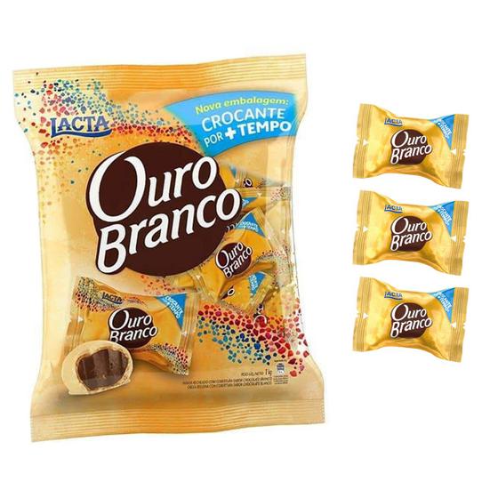 Imagem de Bombom Wafer Lacta Ouro Branco Chocolate Pack 1Kg Kit 3