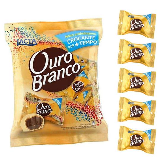 Imagem de Bombom Wafer Lacta Ouro Branco Chocolate Pack 1Kg Kit 5