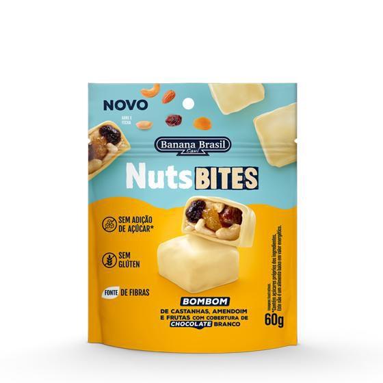 Imagem de Bombom Zero Açúcar e Glúten Nuts Bites Chocolate Branco Banana Brasil 60g