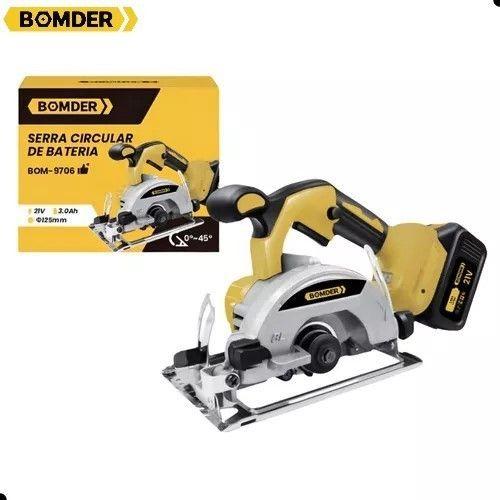 Imagem de BOMDER Professional BOM-9706 serra circular kit 3 laminas 4 angulos ajustaveis bateria 21v