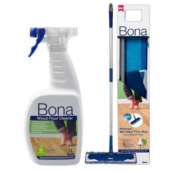 Bona kit mop completo refil de microfibra + cleaner spray 1lt Mop