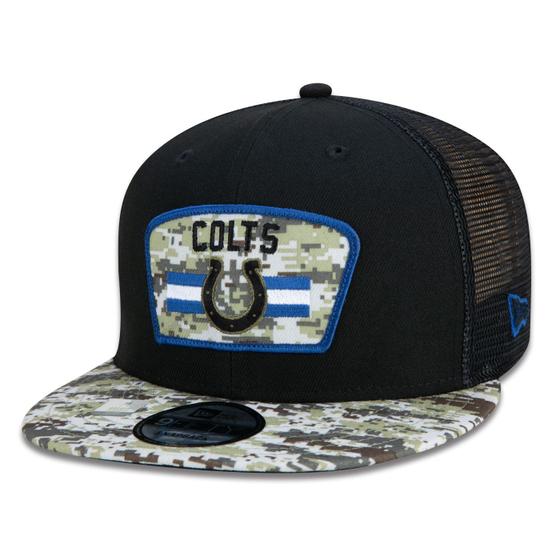 Imagem de BONE 9FIFTY TRUCKER INDIANAPOLIS COLTS SALUTE TO SERVICE NFL SNAPBACK ABA RETA PRETO ABA RETA SNAPBACK PRETO New Era