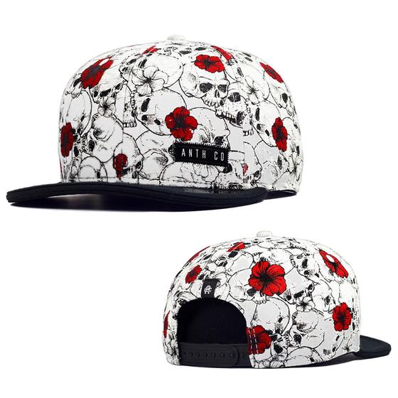 Imagem de Boné Anth co Toten Preto Rosa Aba Reta Aberto Com Ajuste Snapback