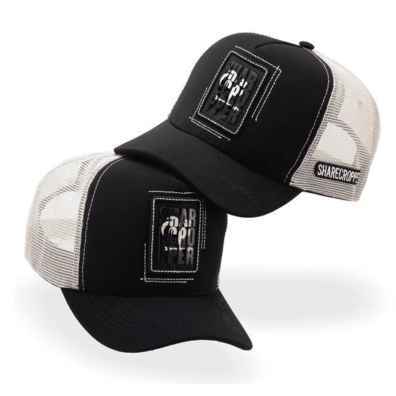 Imagem de Boné Country Masculino Feminino Básico Preto Sharecropper Galo Modelo Telinha Trucker