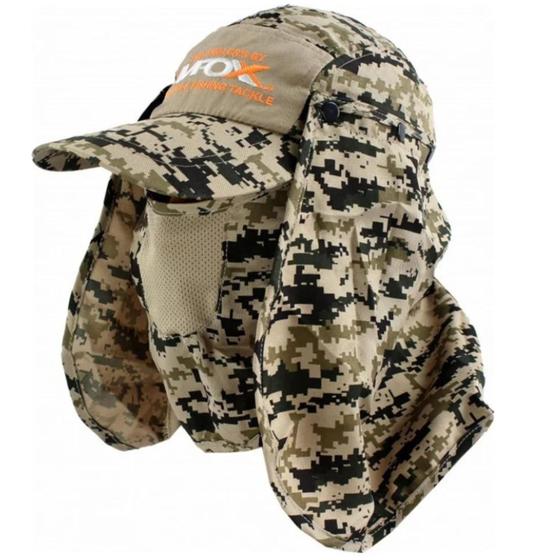 Imagem de Boné de Pesca Pescaria Vfox Proteção Lateral Frontal Camuflado Marrom