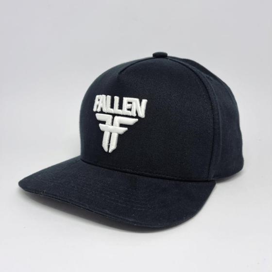 Imagem de Boné Fallen Snapback Sarja Bordado Preto e Branco Aba Reta