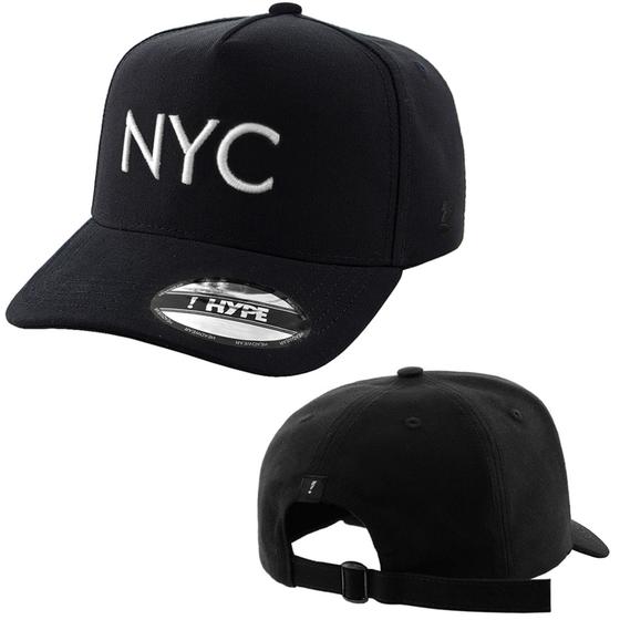 Imagem de Boné Hype Nyc Preto Aba Curva Aberto Com Ajuste Atrás