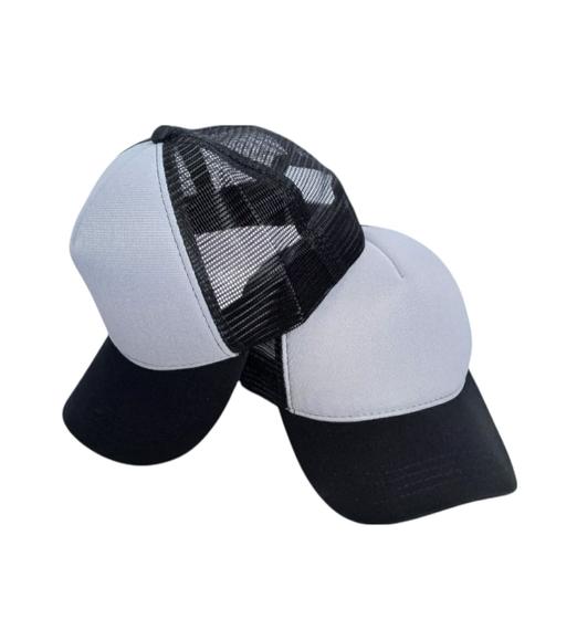 Boné Liso Trucker Frente Branca com Tela de Varias Cores - Aba Curva ...