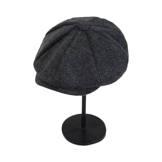 Imagem de Boné Masculino Retrô Octogonal - Estilo Britânico, Outono/Inverno, Padronagem Espinha de Peixe
