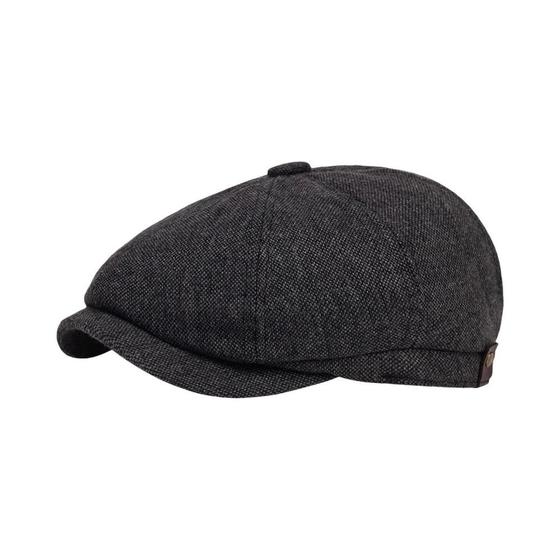 Imagem de Boné Masculino Retrô Octogonal - Estilo Britânico, Outono/Inverno, Padronagem Espinha de Peixe