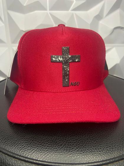 Imagem de Boné Never Give up -  Vermelho Crucifixo