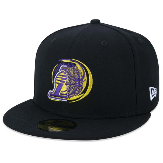 Imagem de Bone New Era 59FIFTY NBA NETO 78 Los Angeles Lakers Aba Reta Preto Aba Reta Fitted Preto