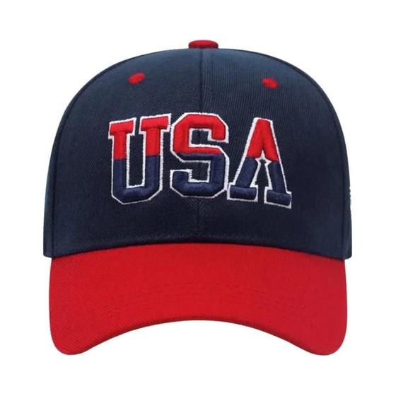 Imagem de Boné Snapback Unissex com Bordado da Bandeira Americana - Estilo Fastball