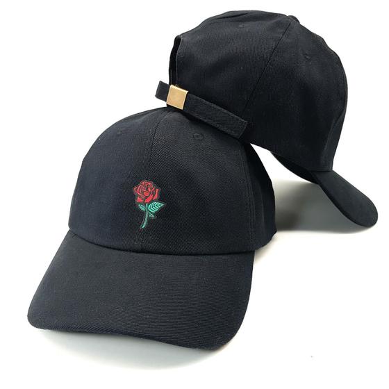 Imagem de Boné Strapback Baseball Preto Rosa Vermelha Original Côrte