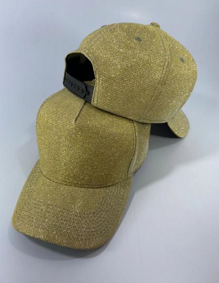 Imagem de Boné trucker aba curva Glitter/ brilho dourado liso