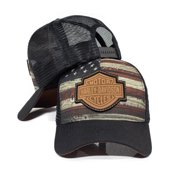 Imagem de Boné Trucker Aba Curva Harley-davidson Forrado Motor Motos Linha Premium Envio Imediato