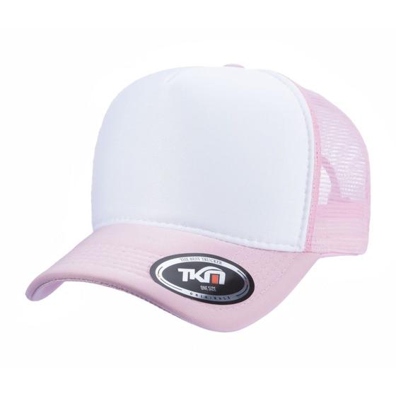 Imagem de Boné Trucker Adulto Rosa Bebê com Branco