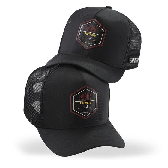 Imagem de Boné Trucker Preto Pampas Galo Telinha Aba Curva Masculino Country