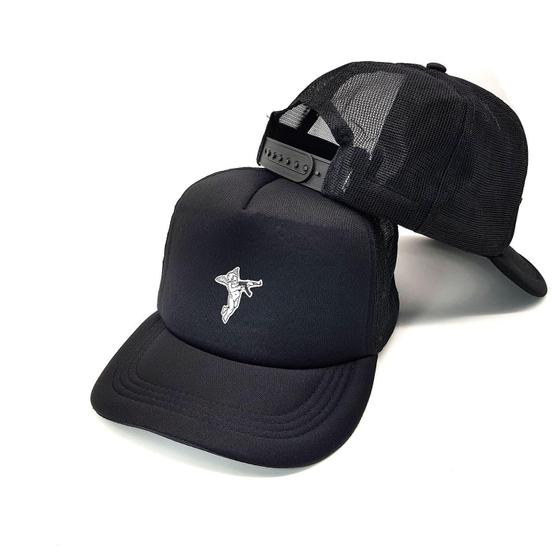 Imagem de Boné Trucker Snapback Preto Anjo Com Ak Original Côrte