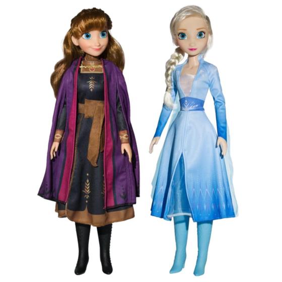 Imagem de Boneca Anna E Elsa Frozen Princesas Da Disney Articuladas Original Grande 55cm Brinquedos Novabrink