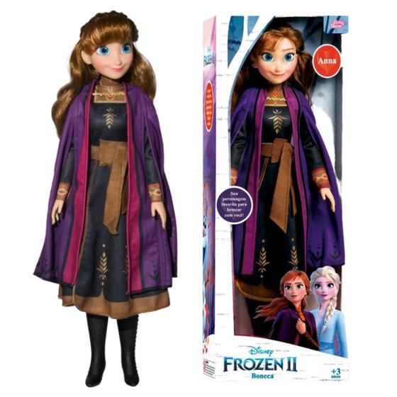 Imagem de Boneca Anna Frozen Disney Princesa Infantil 55cm Articulada Em Vinil Original Brinquedo Novabrink