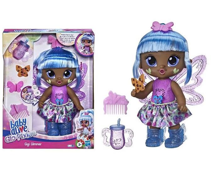 Boneca Articulada Baby Alive Fada Glo Pixies Gigi Glimmer Com Luz e Som