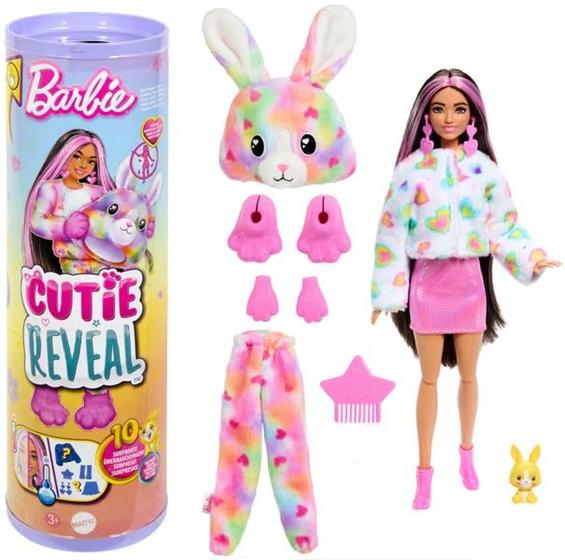 Imagem de Boneca Articulada Barbie Cutie Reveal Coelhinho Colorido Com 10 Surpresas - Color Change - Mattel - HRK38